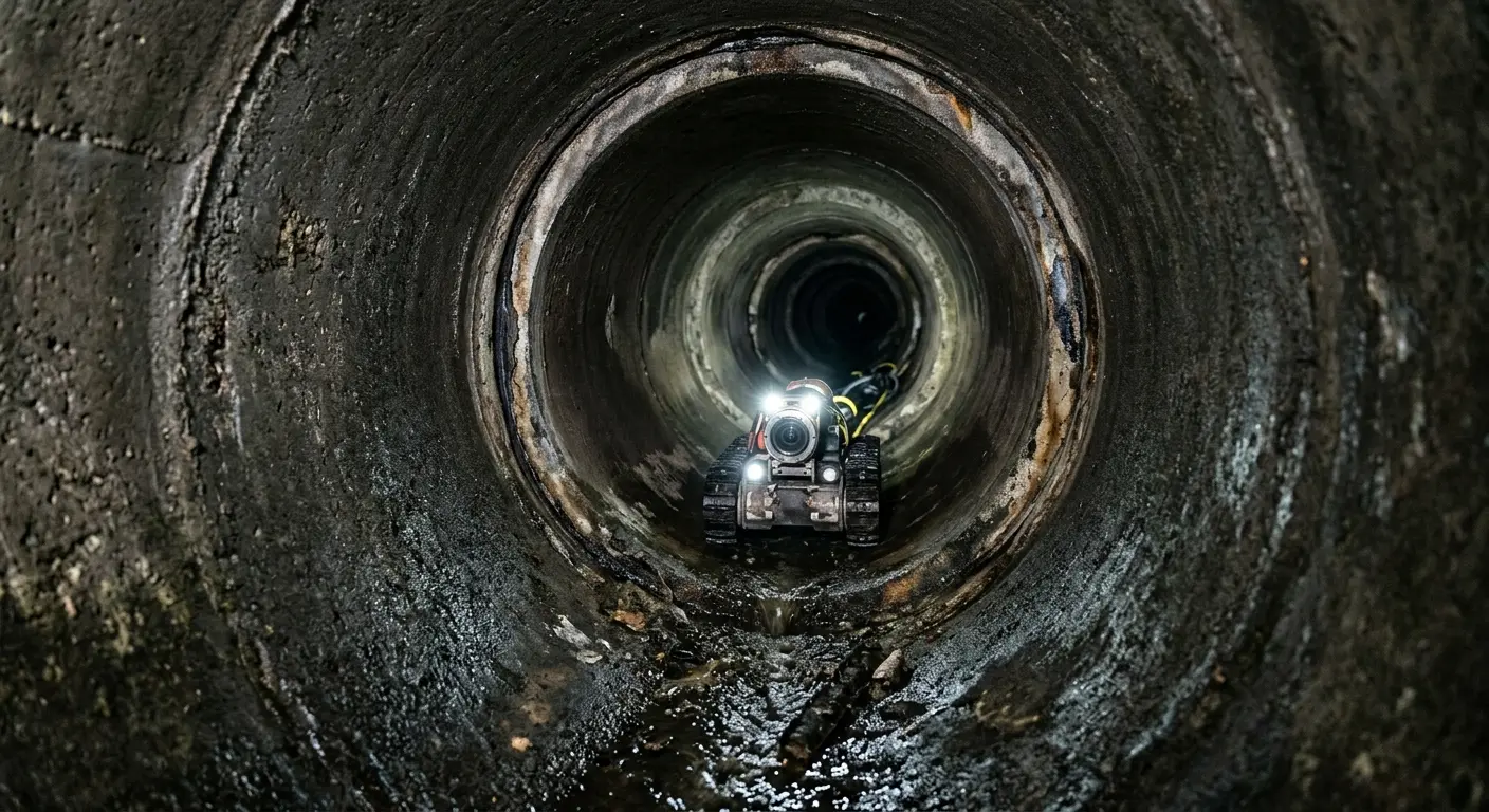 Robotic sewer camera inspecting pipe interior for Drain Snake Service in Palm Bay